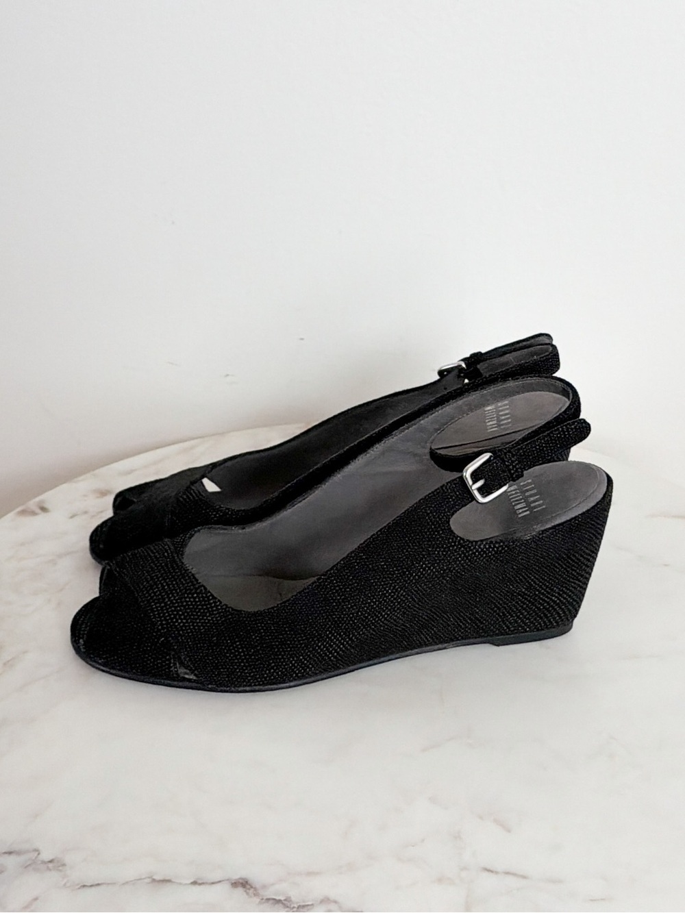 Stuart Weitzman Textured Wedge Heels Slingback Sandals Size 8.5 - Picture 4 of 7